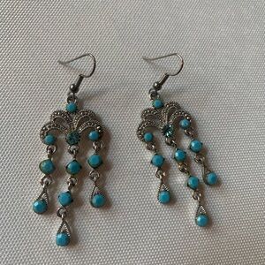 Blue & Silver Chandelier Earrings-NWOT